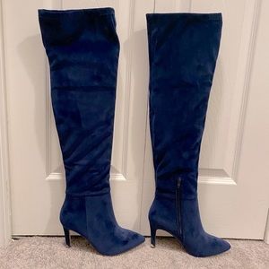 Navy Suede Boots